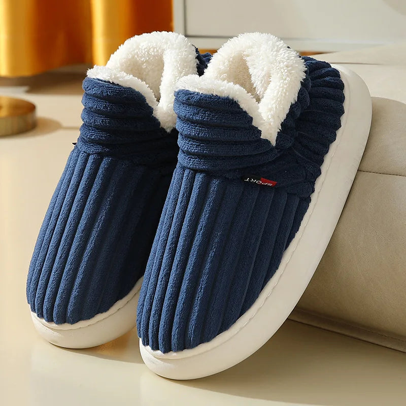 Winter Men Slippers Short Plush Men Cotton Boots Indoor Fluffy House Fur Slippers Men Casual Soft Fur Furry Men Shoes
